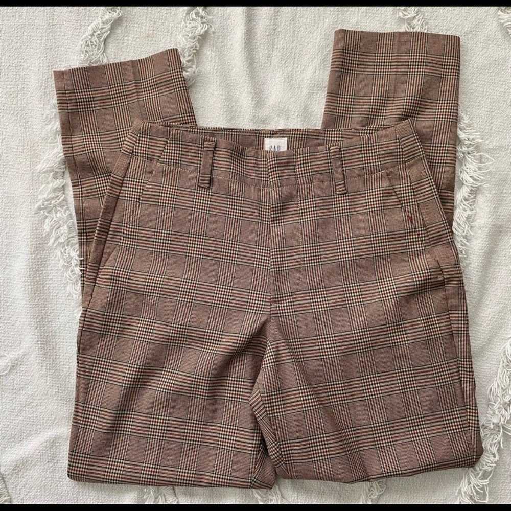 Gap size 2 high rise slim taper plaid high waisted pants dark academia fall